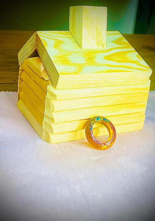 Handmade Gold Glitter Resin Ring - Image 2