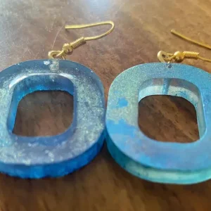 Blue Chameleon Earrings – Handmade with Glitter