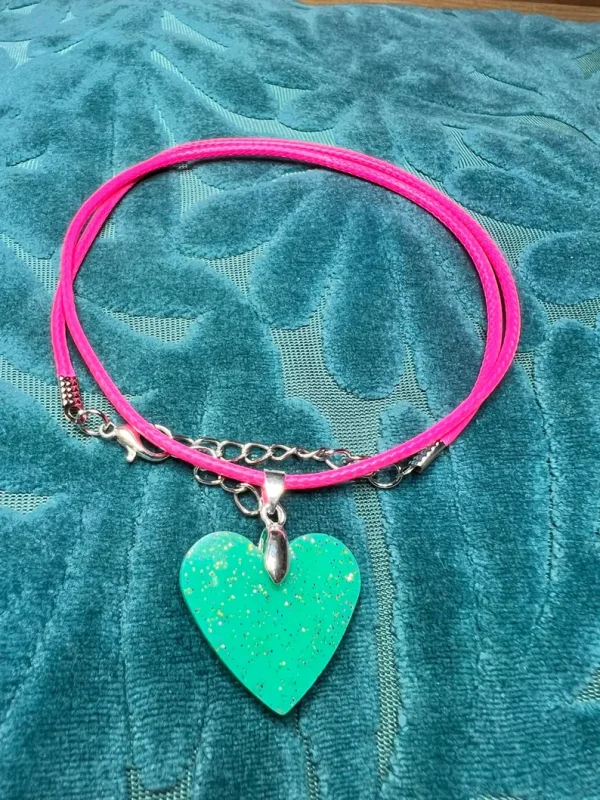 Sparkling turquoise heart necklace - Image 2