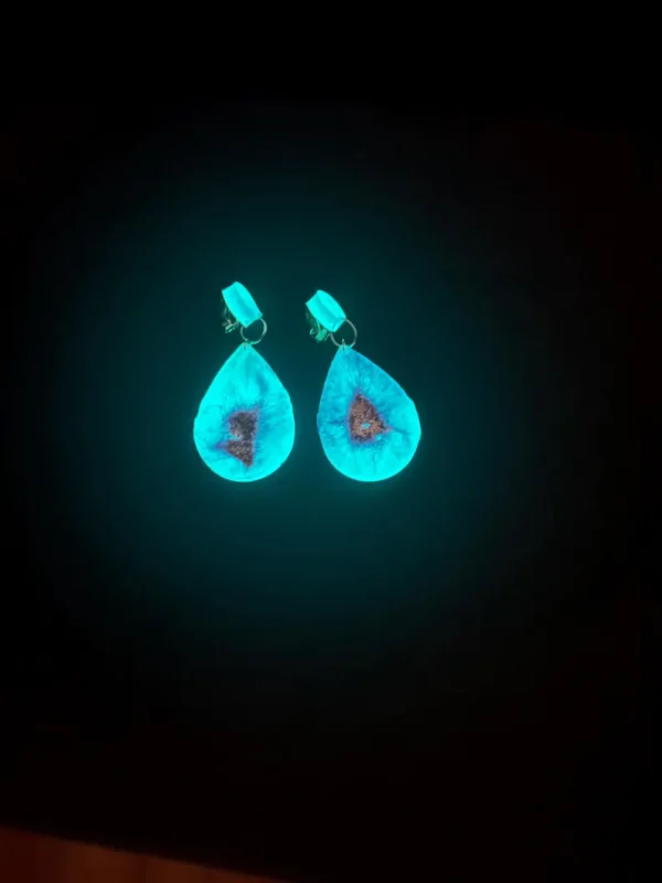 Pink & Red Water Drop Clip-on Earrings – Handmade Glow-in-the-Dark Jewelry - Image 6