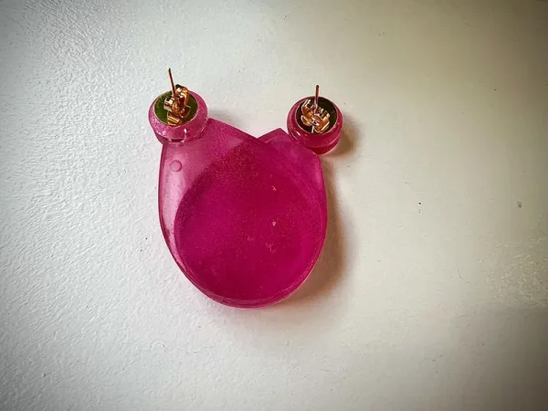 Pink & Red Water Drop Clip-on Earrings – Handmade Glow-in-the-Dark Jewelry - Image 5